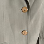 Georgiou Studio Olive Green Tonal Striped Peak Lapel Long Blazer Jacket Size 8 Photo 9