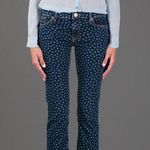 Red Valentino EUC Mid-Rise Skinny Leg blue polka dot jeans sz 28 Photo 0