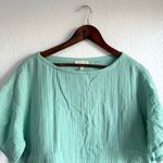 Eileen Fisher Womens Blouse Shirt Mint Green Twisted Gauze Cotton Size Medium Photo 3