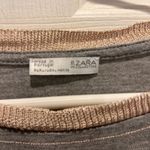 ZARA  W‎ Collection Women's Gray Top Geometric Metallic Detail Large Boho Photo 2