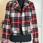 Heritage 1981 Red Plaid Wool-blend Biker Jacket Photo 0