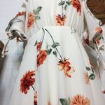 First Monday Floral Lace Up Sleeve Midi Dress​ Orange Photo 3