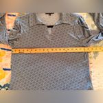 Adrianna Papell M Geometric Pattern V-Neck Collared Pullover Top Photo 7