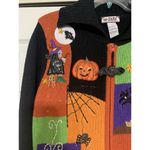 Tiara International Vintage  Halloween Beaded Witch Spider Web Sweater Cardigan Photo 2
