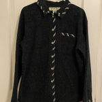 EUC Vintage Cindy Bai women’s dark gray soft thick ribbon button jacket medium White Photo 0