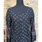 April Cornell Floral Midi Dress Womens Medium Cottagecore Prairie Peasant Black Photo 3