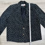 Versalle French Women Circle Pattern Lapel Collar Blazer 40 / US 10 Front Button Blue Photo 7