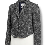 Vintage 90s Ya Ya Cropped Black White Tweed Jacket Blazer Small Preppy Old Money Photo 0