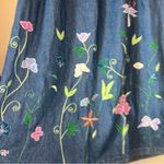 Quacker Factory Short Sleeve Denim Dress with Floral Embroidery Sz Medium Blue Photo 1