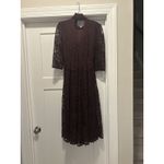 Mock Neck Lace 3/4 Dress Maroon Burgundy Midi Fairycore Church Modest Size 6 Red Photo 4
