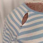 Michael Kors  Short Sleeve White and Blue Stripe Women's Shirt (675) Photo 5