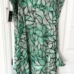 Lulus Lulu’s Green Black White Vacation Mood Leaf Print Ruffle High Slit Maxi Dress XL Photo 9