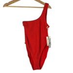 Good American  Always Fits One Shoulder Bright Poppy Textured One Piece Swimsuit Photo 2