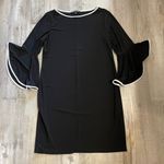 Nik And Nash Womens Dress Sz L Black Long Bell Sleeves Midi Boat Neck Photo 5