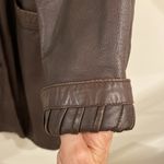 Jacqueline Ferrar  VTG Sz Small Chocolate Brown Leather Trench Coat Photo 3