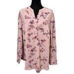 Hilary Radley Floral Blouse Pink Mauve Long Sleeve V-Neck Top XXL NWT Photo 3