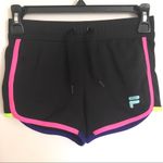 FILA  Sports Black Blue Pink Yellow Neon Trim Drawstring Compression Shorts 3” Photo 7