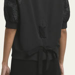 Moncler NEW Lace Up Crewneck Shirt Size Large Black Pullover Puff Sleeves Photo 0