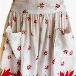 Vintage Christmas Kitschy Poinsettia Retro Holiday Apron with Pockets White Photo 2