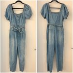 Anthropologie Pilcro Chambray Denim Puff Sleeve Jumpsuit Size 8 Photo 3