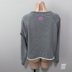 Natural Life  Happy Smiley Face Sweatshirt Crop Gray Medium Flowers Daisy Photo 3