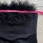 Alice + Olivia Idell Off Shoulder Feather Trim Black Jumpsuit Photo 11