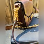 Coach  Saddle Leather Bag Chocolate Brown With Leather  And Gold Chain Photo 2