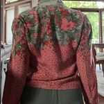 carole little Vintage Green And Red Floral Silk Blouse Photo 1