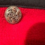 L.L.Bean Vintage Red Fleece Button Up Sweater With Black Stripe Edge S… Photo 3