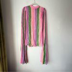 Sundress Mahina Long Cape Sleeve Metallic Striped Mini Dress XS Pink Photo 4