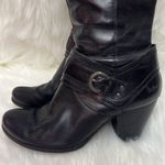 BOC Y2K Black Chunky Block Heel Saddle Belt Leather Tall Boots Size 7 Bin 21 Black Photo 3