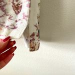 J. Jill Floral Linen Blend V Neck Cream Pullover Sweater M Purple Size M Photo 9