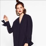 ZARA nwt poplin dress bow detailed sleeves sz med Photo 4