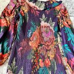 Farm Rio  Flower Scarves Long Sleeve Smocked Mini Dress Photo 8