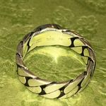 Gucci Sterling Silver Interlocking Curb Chain Ring Photo 5