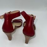AK Anne Klein Red Leather Ankle Strap Wedge‎ Heel Sandals Women's Size 6M Photo 8