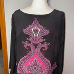 Tibi New York Dress Size 6 Black Pink Purple Paisley Print Long Sleeve silk Photo 1