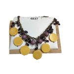 Windy Mink bold yellow and purple bright disc and bead statement necklace Photo 1