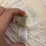 L.L. Bean Full Zip Cable Knit Mock Neck Cotton Cardigan Sweater White Size L Photo 3