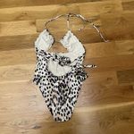 Good American ‎ Ruched Halter One Piece Cutout Swimsuit Cheetah Rose Size 3 Large Photo 7