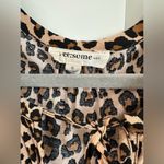 ee:some Eesome Women's S Long Sleeve Smocked Waist Mini Dress Tan Cheetah Print Tie Neck Photo 1