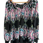 Melissa Paige  size L very boho Black and Pink Paisley Blouse Photo 0