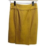 Banana Republic Mustard Yellow Textured Pencil Skirt Size 0 Brocade Fabric Photo 2