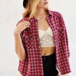 BDG red and gray flannel shirt with lace hem xs Photo 1