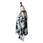 Club Monaco  White Floral Print Puff Bell‎ Sleeve Crew Neck Blouse Size S Photo 3