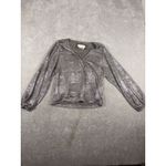 Anthropologie Shimmer Surplice Wrap Top Xs Pleated V-Neck Long Sleeve Dressy Photo 3