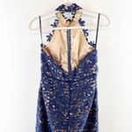 Lulus  Divine Destiny Halter High Neck Lined Lace Midi Dress Navy Blue Medium Photo 5