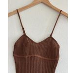 SKIMS Sheer Knit Cami Bodysuit in Bison, Size Medium Photo 5