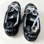 P448  John Sneaker Blitz Shoes Womens Size 8.5 / 39 Sparkle Glitter Black Leather Photo 3