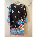Zahra Printed Floral Dress Tassel Tunic Dress Black Size M Photo 4